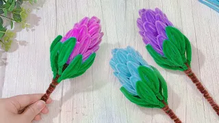 🌸 How to Make a Beautiful Protea Flower from Chenille Wire | DIY Pipe Cleaner Craft 🌸