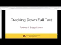 Finding Full Text at Briggs Library