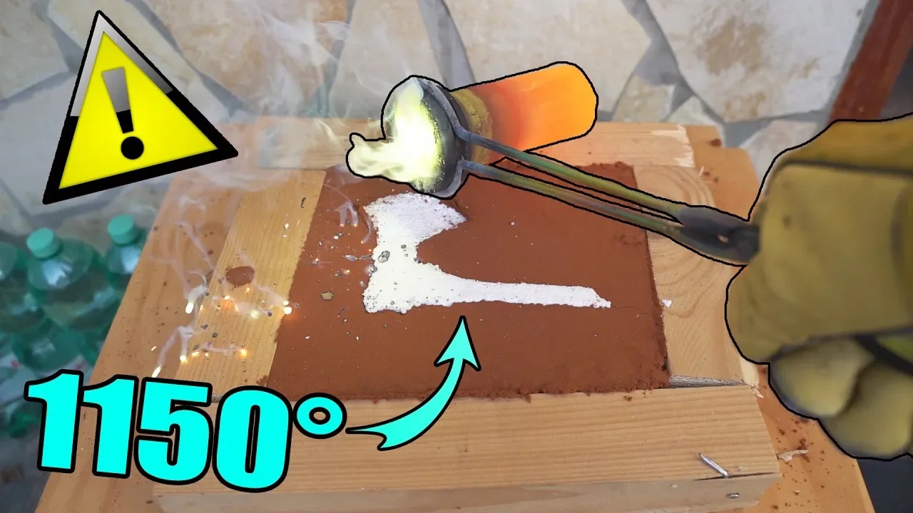 STEINZEIT AXT aus 1150 GRAD heißen Messing selber gießen! - Schmelzofen Experiment