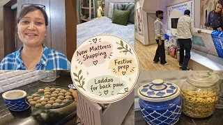 New Bed Mattress Shopping,Special Laddoo For Back pain,Festival prep,Anvesha's Creativity 