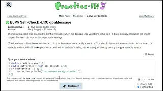 Java Practice It 4 19 gpaMessage basics double error if statement