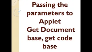 Passing the parameters through Applet