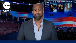 Harris campaign communications director Michael Tyler gives of her DNC speech