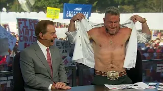 Nothing but class this guy - Nick Saban reacts to Pat McAfee unbuttoning his shirt
