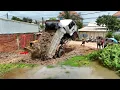 Download Lagu Wonderful Action New Project! DumpTruck Overturned \u0026 Flying Back Unloading Stuck Bulldozer Push Soil