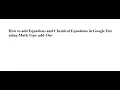 How to add Equations and Chemical Reactions in Google Doc using MathType Add-Ons