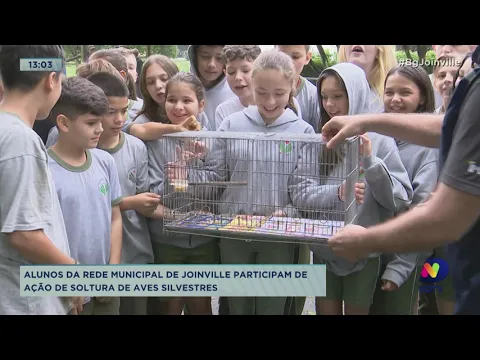 Alunos da rede municipal de Joinville participam de ação de soltura de aves silvestres