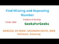 Find Missing and Repeating Number GeeksForGeeks POTD 14 Feb