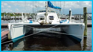 DIRT CHEAP 40′ Performance Cruising Catamaran [Full Tour] Learning the Lines