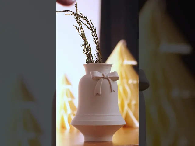 Bell Ribbon Vase – White 3D Printed Holiday Decor video thumbnail
