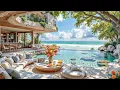Open-Air Seaside Lounge with Pool Views Mellow Jazz Fresh Coffee Ocean Breeze to Unwind