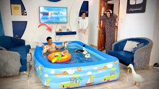 لما ابوك وامك يرجعو من السفر ويلاقوك عامل حمام سباحه فالبيت السلسيلي 