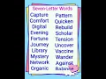 Seven Letter Words Vocabulary Learn Vocabulary Read Aloud Learn New Words Improve English