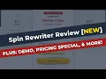 Spin Rewriter Review Demo New SR 10 Updates Pricing Interface