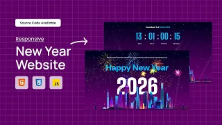 New Year Countdown Website with Fireworks Animations HTML CSS JS