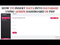 PHP ADMIN PANEL-2 How to Insert data into database in PHP MySQL Database
