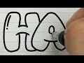 How to Draw Happy in Bubble Letters - Write Happy in Graffit Letters