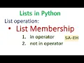 List Membership in Python List operations Membership examples CBSE in and not in operator