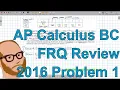 Calculus BC Free Response 2016 FRQ 1