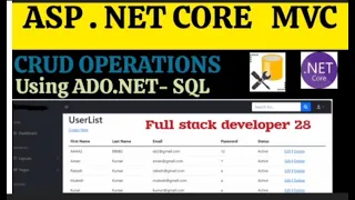 CRUD Operations Using ASP NET Core C without Entity Framework SQL Server ADO NET