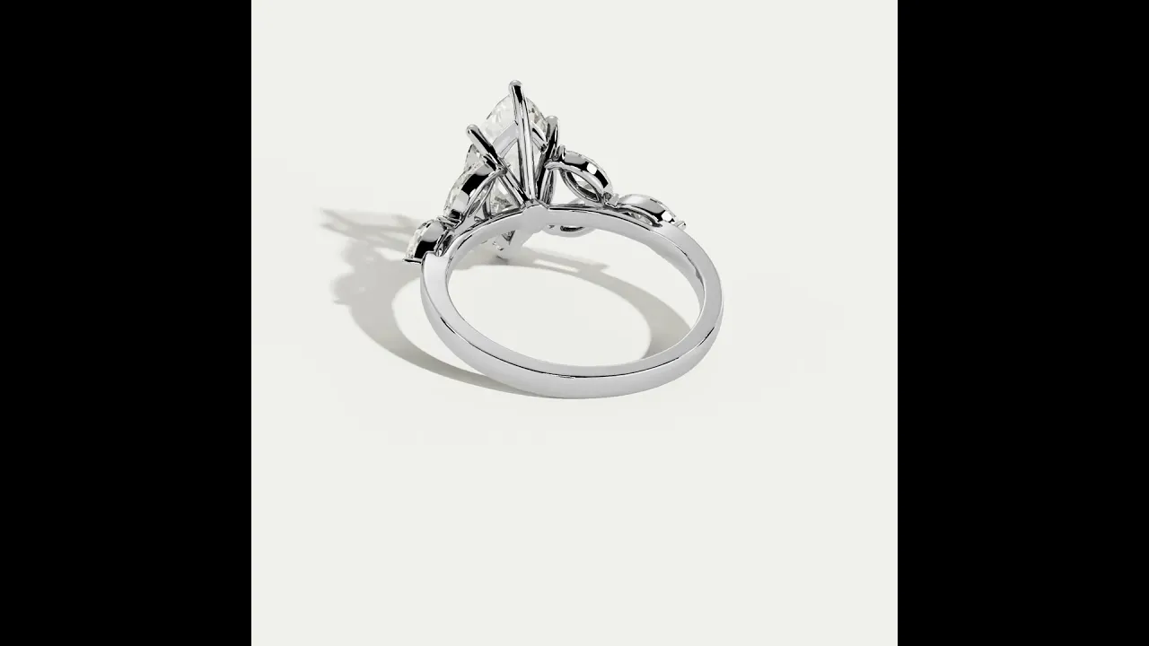 Sable丨Marquise Lab-Grown Diamond Engagement Ring with Petal Accents