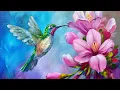 Hummingbird Pink Hibiscus How to paint acrylics for beginners Paint Night at Home