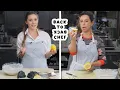 Elizabeth Olsen Tries to Keep Up with a Professional Chef Back-to-Back Chef Bon Appetit