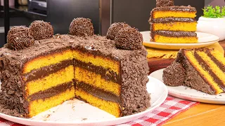 CARROT CAKE FILLED WITH CREAMY BRIGADEIRO | THE BEST RECIPE YOU CAN MAKE TODAY!