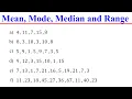 Mean Median Mode Range Statistics