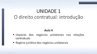 AULA 4   Regime dos negócios unilaterais