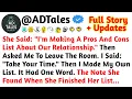 She Said I m Making A Pros And Cons List About Our Relationship Then Asked Me To Reddit Stories