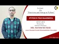 Function and String in Python Python Programming Lecture 03 By Mr Manoj Kumar AKGEC