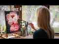 How To Paint Flowers In Acrylic Peony Painting Timelapse Tutorial