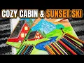 ASMR Coloring for Sleep Cozy Sunset Cabin Mountain River Pencil Scratching Sounds