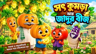 সৎ কুমড়া আর জাদুর বীজ 🎃✨ | বাংলা শিক্ষামূলক রূপকথার গল্প | Vegetable Cartoon Story Bangla