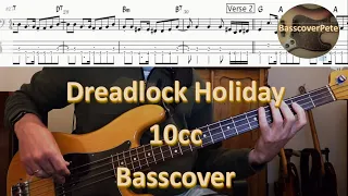 10cc Dreadlock Holiday Bass Cover Tabs Score Notation Chords Transcription