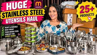 Huge Meesho Stainless Steel Utensils Haul | Kitchen Finds | Affordable Meesho Finds 