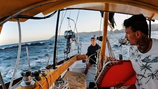 Hand steering in SPORTY conditions (autopilot down)… | Sailing Sitka Ep 108