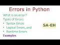 Errors in Python Syntax Errors Logical Errors Runtime Errors CBSE Errors with Examples