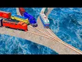 Download Lagu Colorful Triple Trains vs Crazy Impossible Weird Overlapping Track Crossing Deepwater | BeamNG.Drive