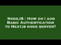 NodeJS How do I add Basic Authentication to Nextjs node server