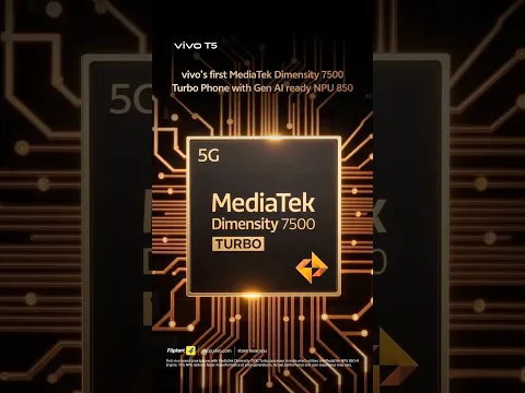 Where speed meets serious power. Meet the vivo T5 with MediaTek Dimensity 7500 Turbo.