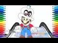 How to Draw Mario Odyssey Mario and Cappy Drawing Coloring Pages for Kids