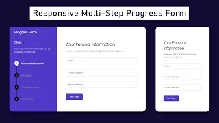 Multi Step Form with Step Progress Bar in HTML CSS JavaScript