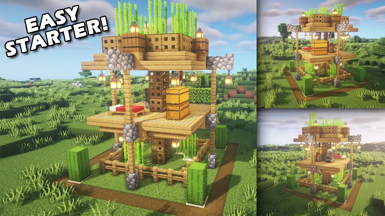 MINECRAFT: How to Build a STARTER HOUSE Tutorial (EASY)