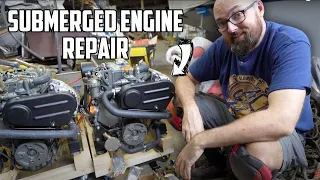 ⛵️ Will our submerged engine run? DIY Hurricane-damaged catamaran Ep617