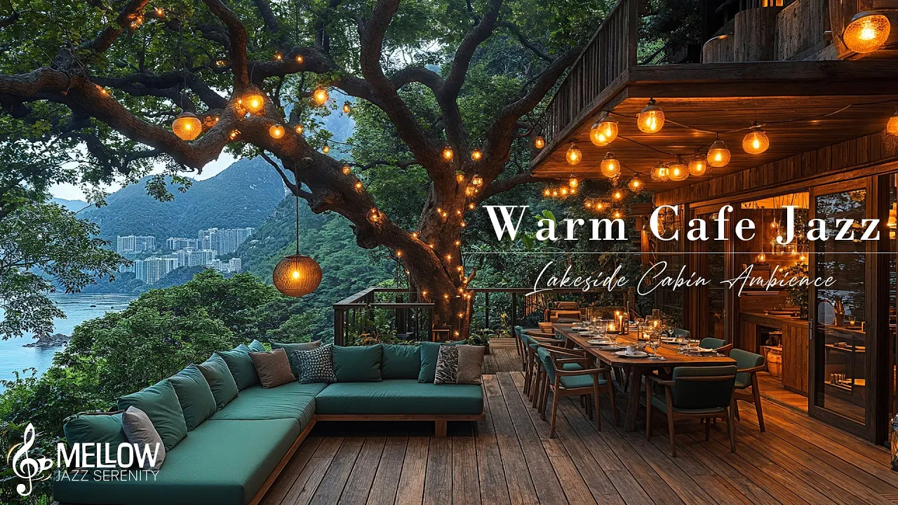 Warm Coffee And Spring Jazz In Lakeside☕ Relaxing Outdoor Cafe With Gentle Jazz Melodies To Relax