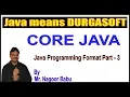 Java Tutorials Core Java Java Programming Format Part - 3 by Nagoor Babu