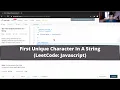 How to Solve First Unique Character In A String - LeetCode 387 Javascript
