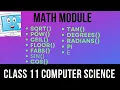 math Module in Python math module functions sqrt pow fabs Class 11 Computer Science